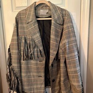 Plaid Fringe Women's Coat‎